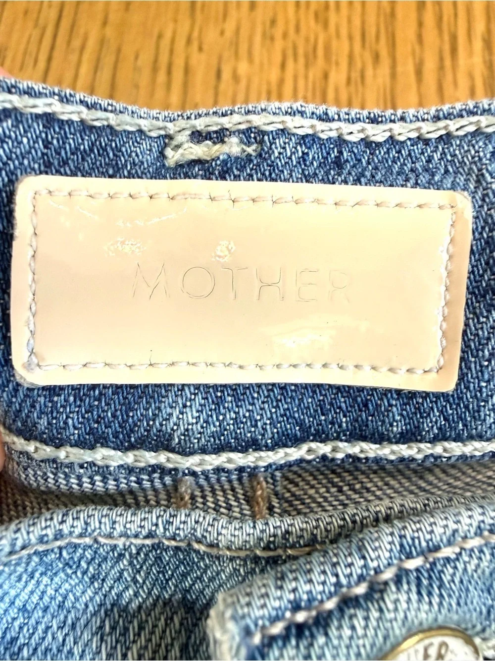 MOTHER SNS Frayed Denim Shorts Light Wash Rolled Cuff Low Rise Size 25